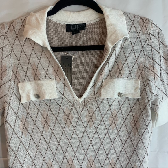 NWT Belldini Women's Black Label Short Sleeve Johnny Collar Sweater, size S - Picture 4 of 10